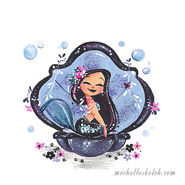 Midnight Mermie Fine Art Print