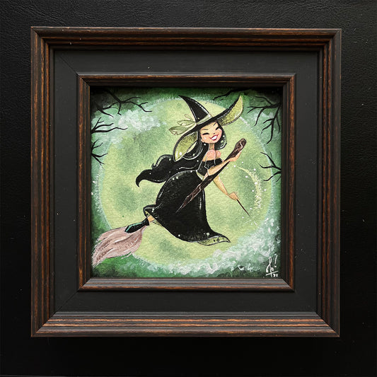 The Green Moon Mini Gouache Painting Mini Gouache Painting