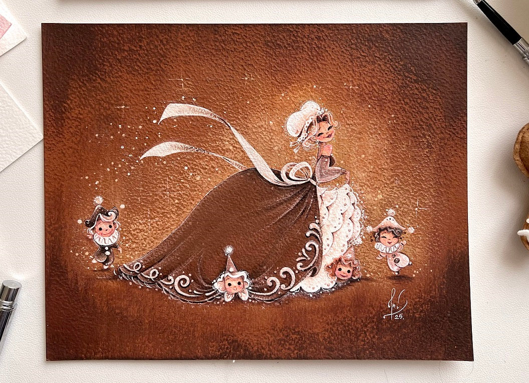 Original Mother Ginger & Polichinelless Gouache Painting
