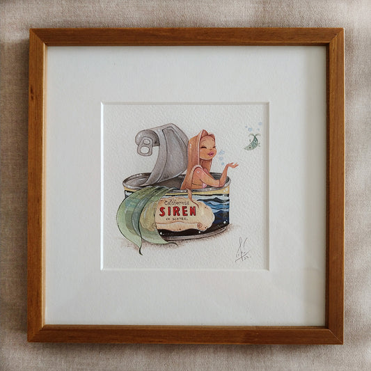 Original California Siren Mermaid Gouache Painting