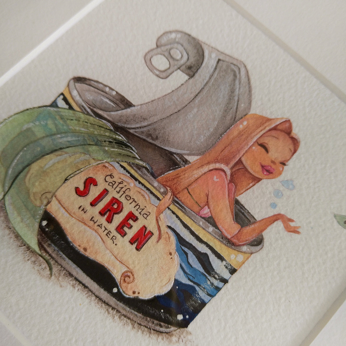 Original California Siren Mermaid Gouache Painting