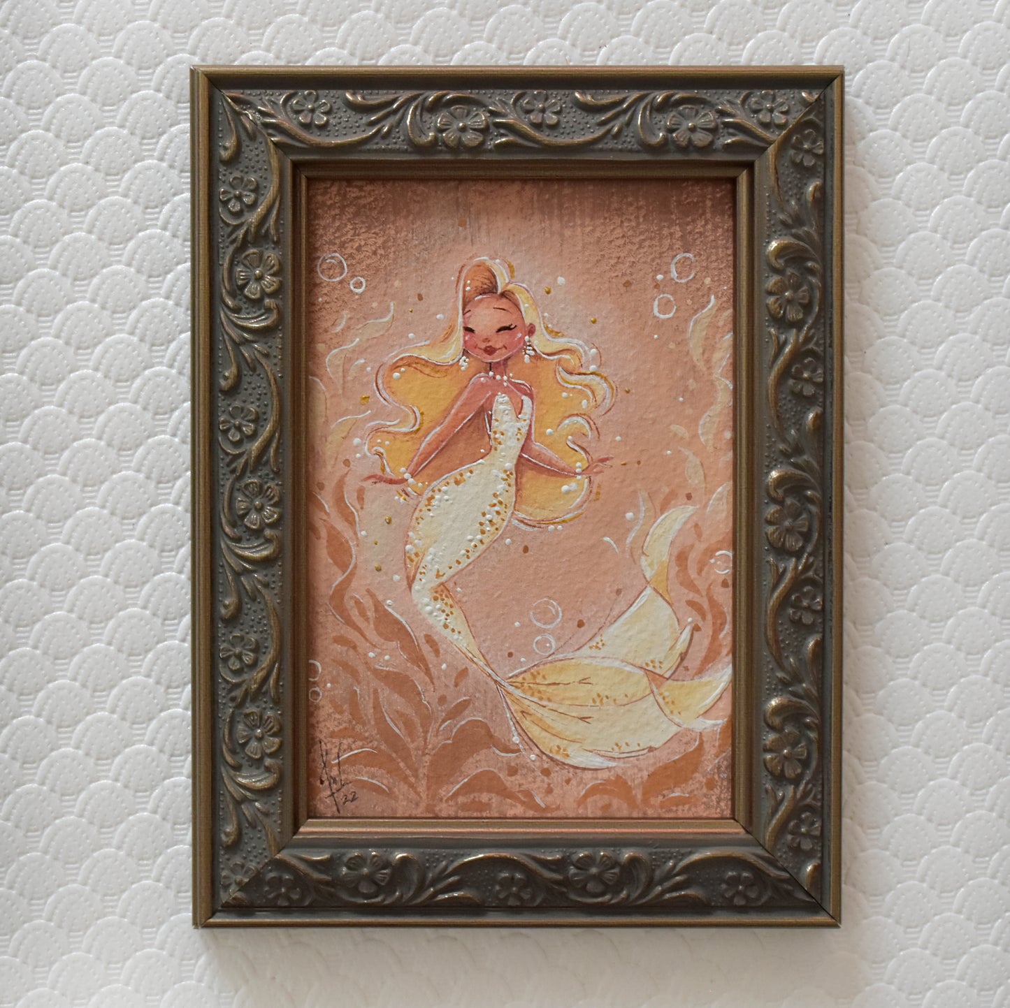 Marylin Mermaid Mini Gouache Painting