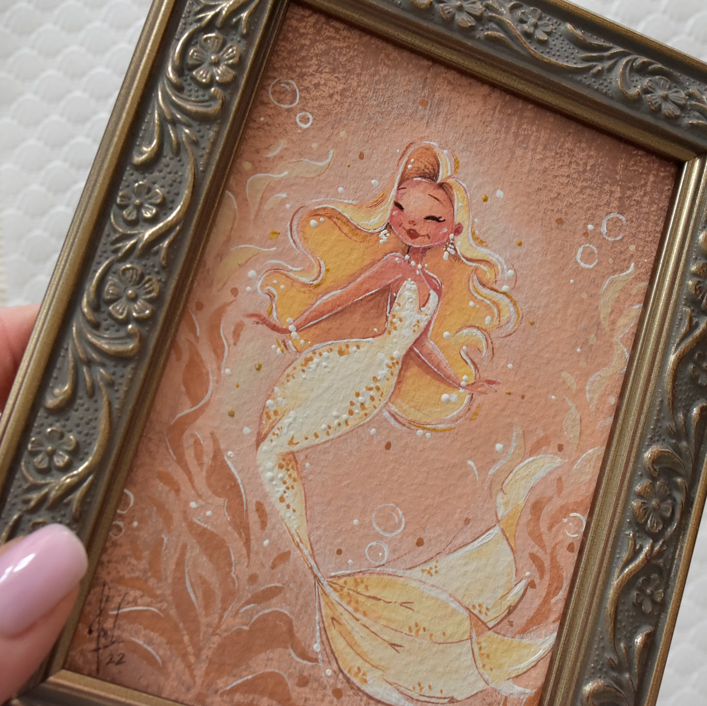 Marylin Mermaid Mini Gouache Painting