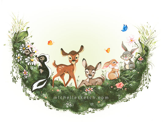 Meadow Bambi & Friends Fine Art Print