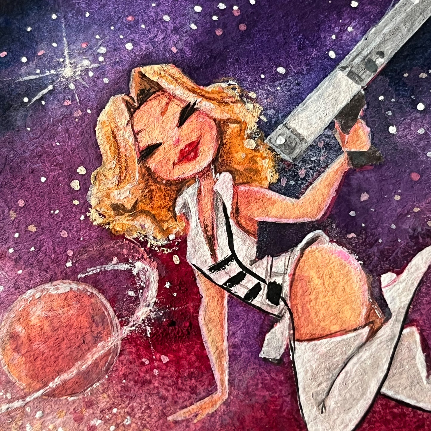 Original Barbarella: Queen of the Galaxy! Mini Gouache Painting