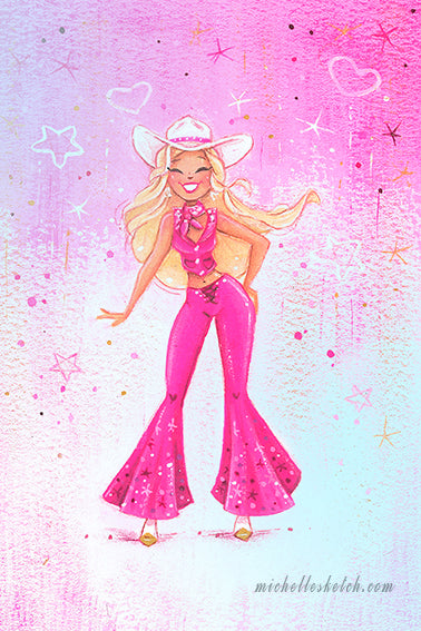 Hi Barbie! the Cowgirl Fine Art Print