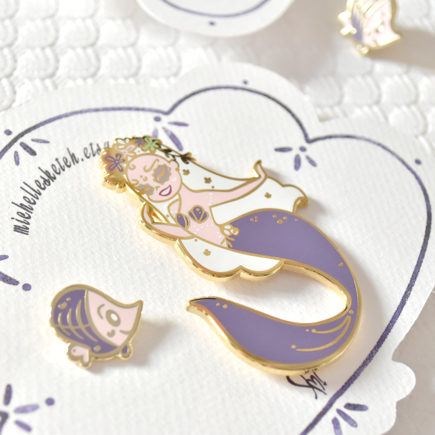 Dia De Los Muertos Mermaid & Corpose Fish Pin Set