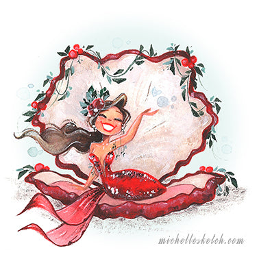 Holiday Mermies Fine Art Print