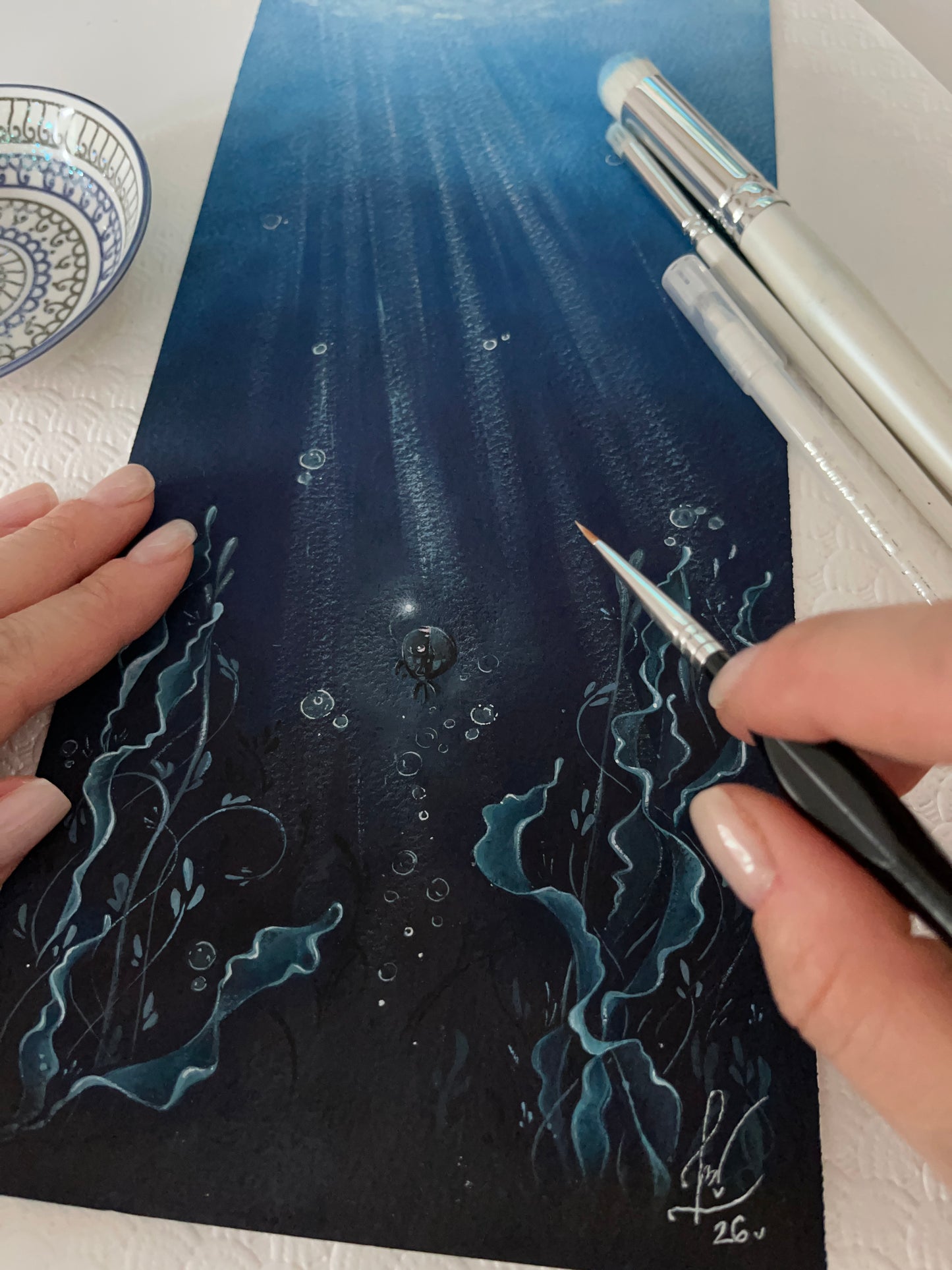 Original The Coming Back Gouache Painting