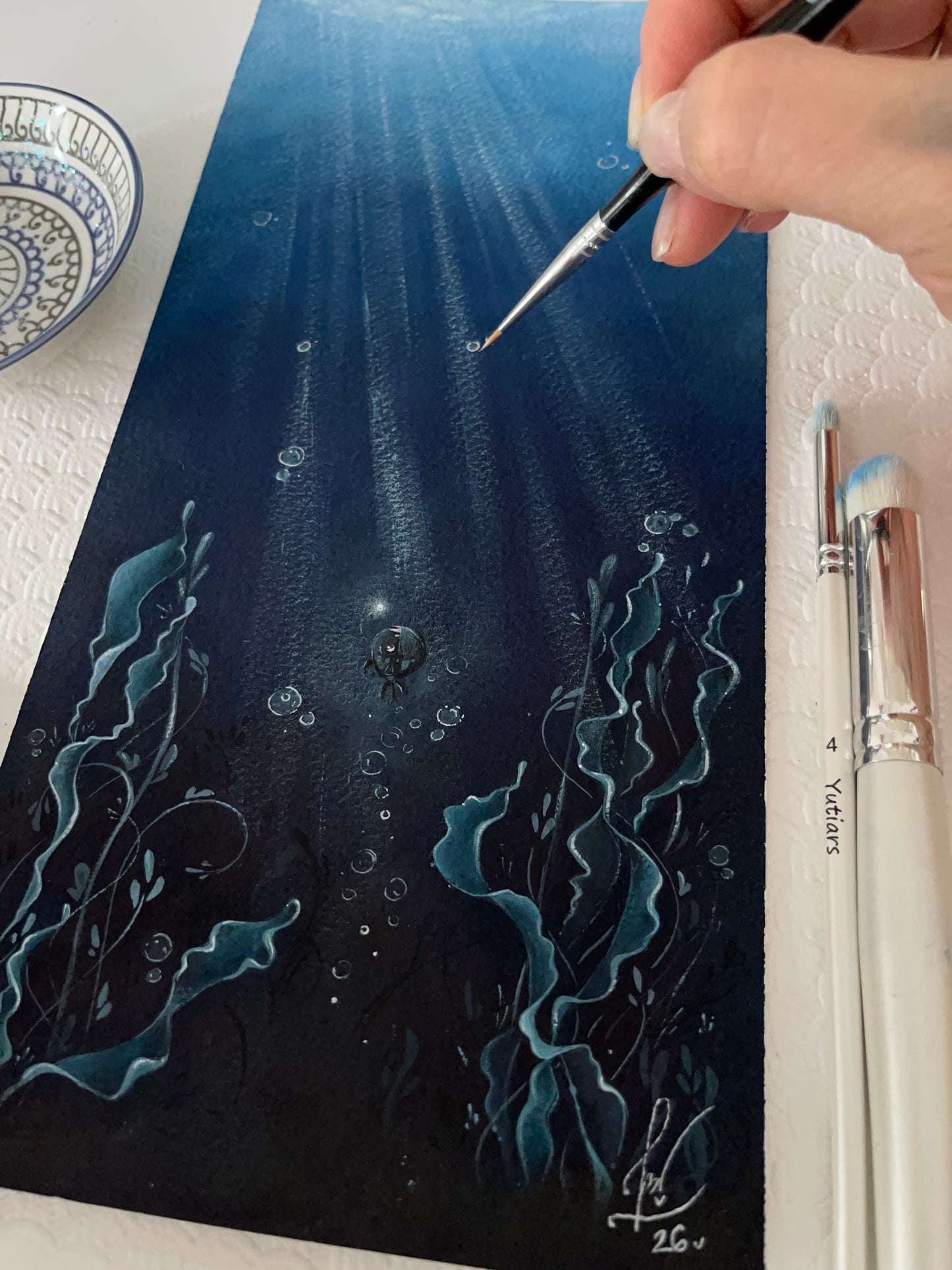 Original The Coming Back Gouache Painting