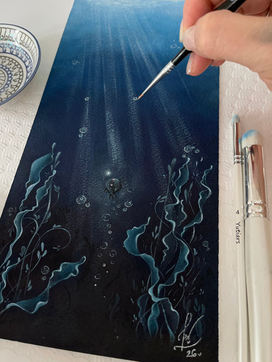 Original The Coming Back Gouache Painting