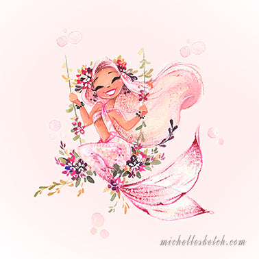 Pink on swing Fine Art Print