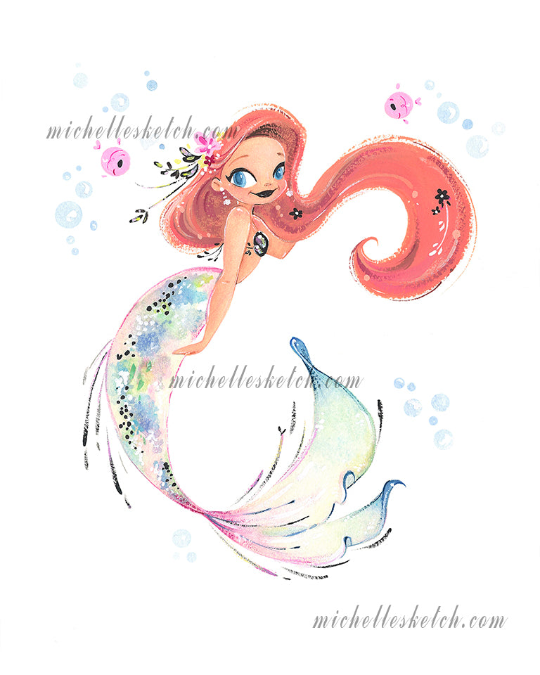 Tropical Mermaid Fine Art Print