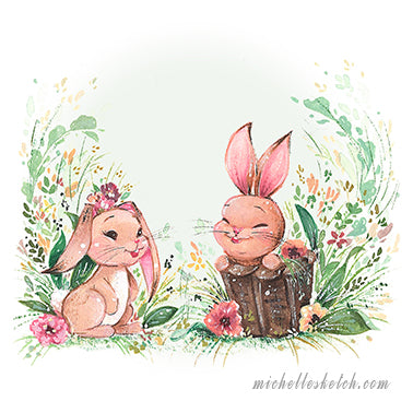 Easter Bunnies Fine Art Print