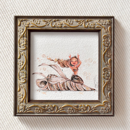 Taurus Mermaid Mini Gouache Painting