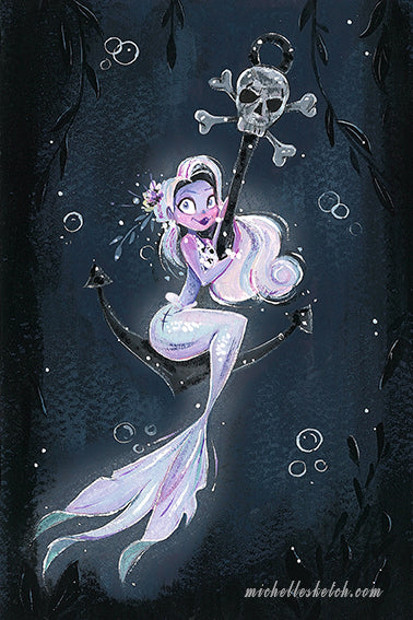 Zombie Pirate Mermaid Fine Art Print