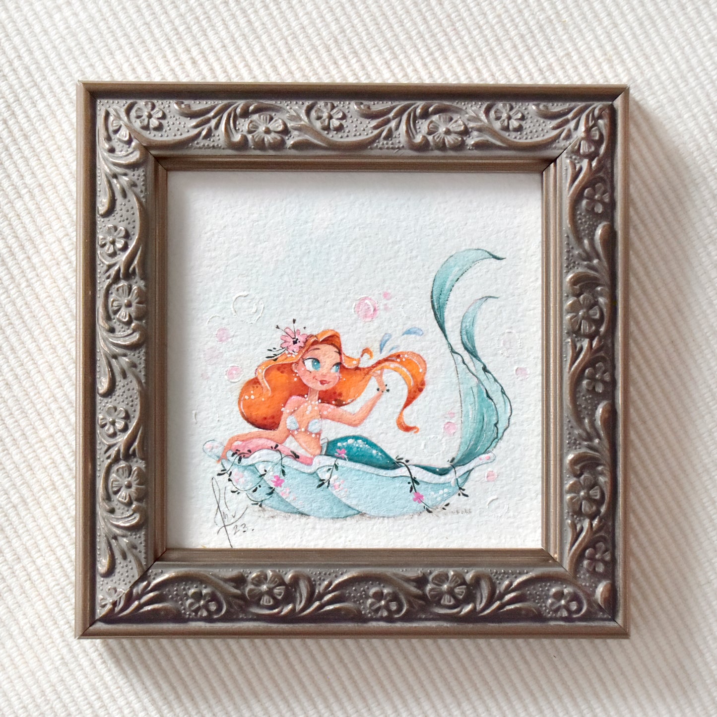 Aquarius Mermaid Mini Gouache Painting