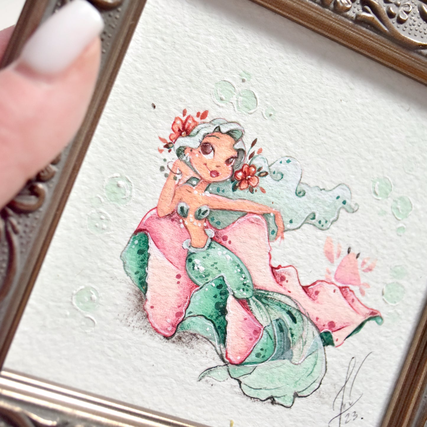 Cancer Mermaid Mini Gouache Painting