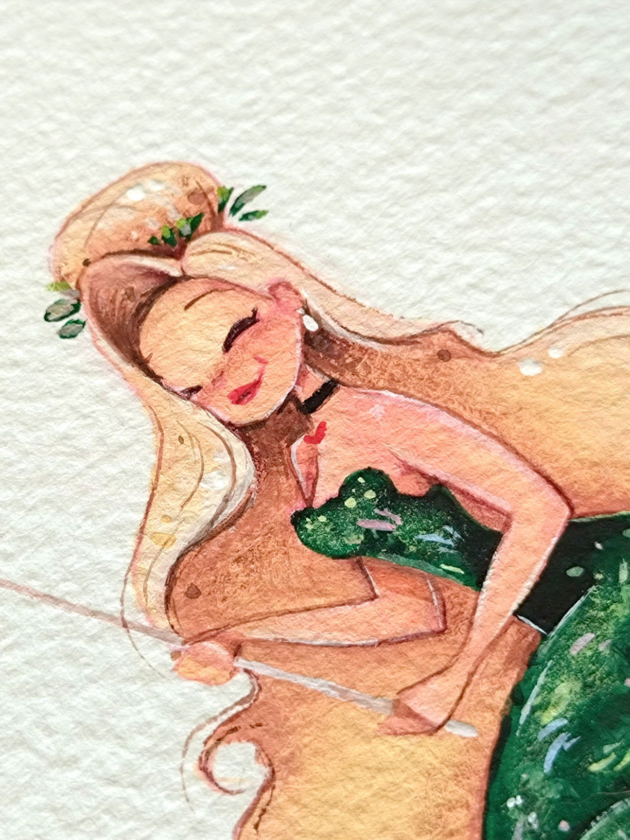 Original Catalina Mermaid Gouache Painting