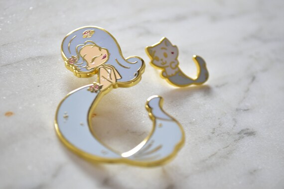 Skyblue Mermie With Purrmaid Friend Pin Set